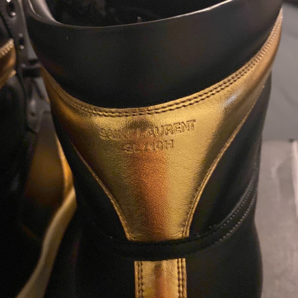 Saint Laurent Black and Gold High-Top Sneakers - Picture 5 of 13